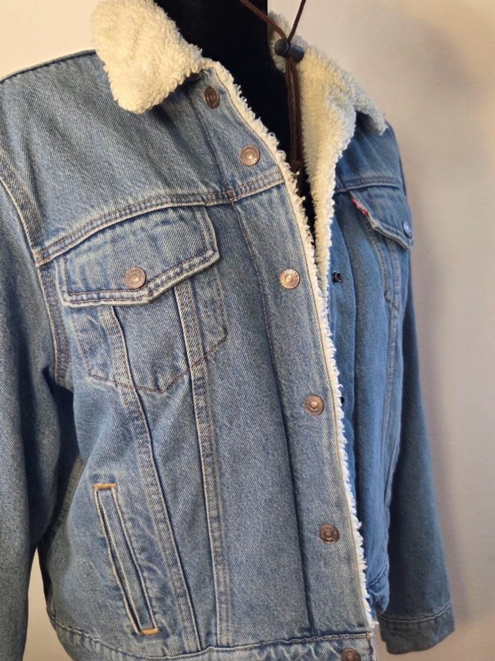 Levi's Light Blue Denim Sherpa Jacket - Picture 4 of 5